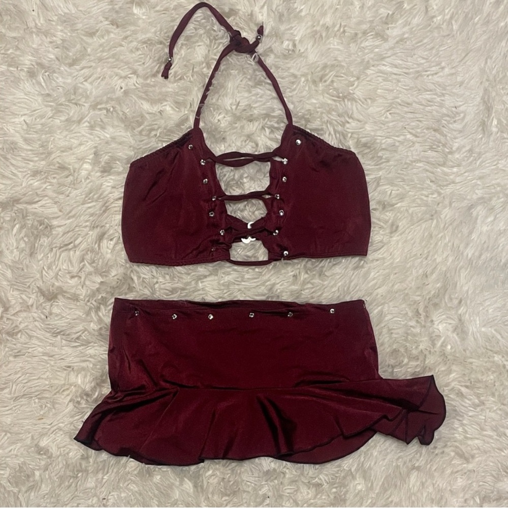 Elegant Burgundy Skirt Set